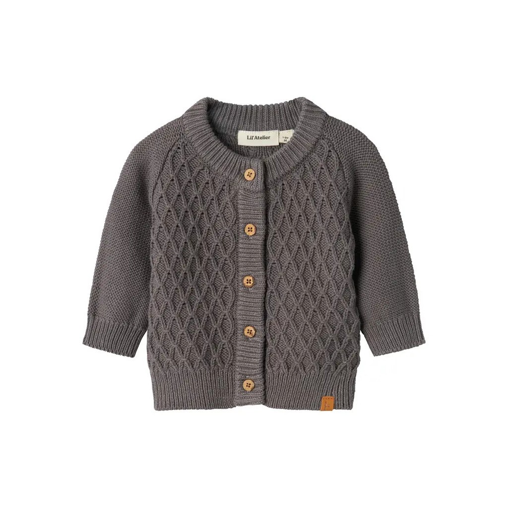 Tobie langærmet strik cardigan - PEWTER - 68