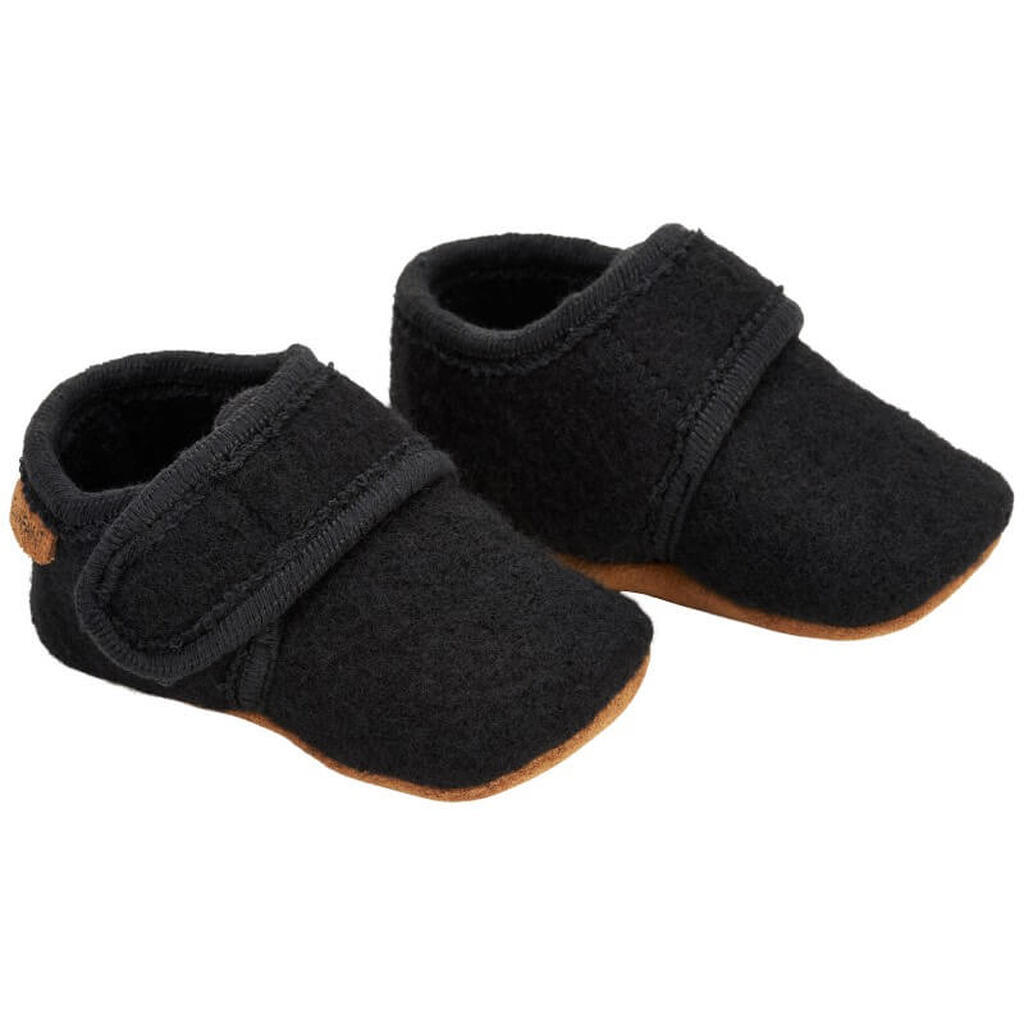 En Fant -  Baby Uld Sko Velcro - Black - 27/28