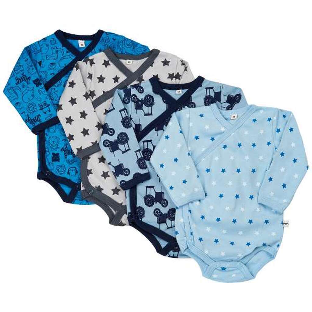 Pippi -  Slå-om-Body 4-pak - Blue - 56