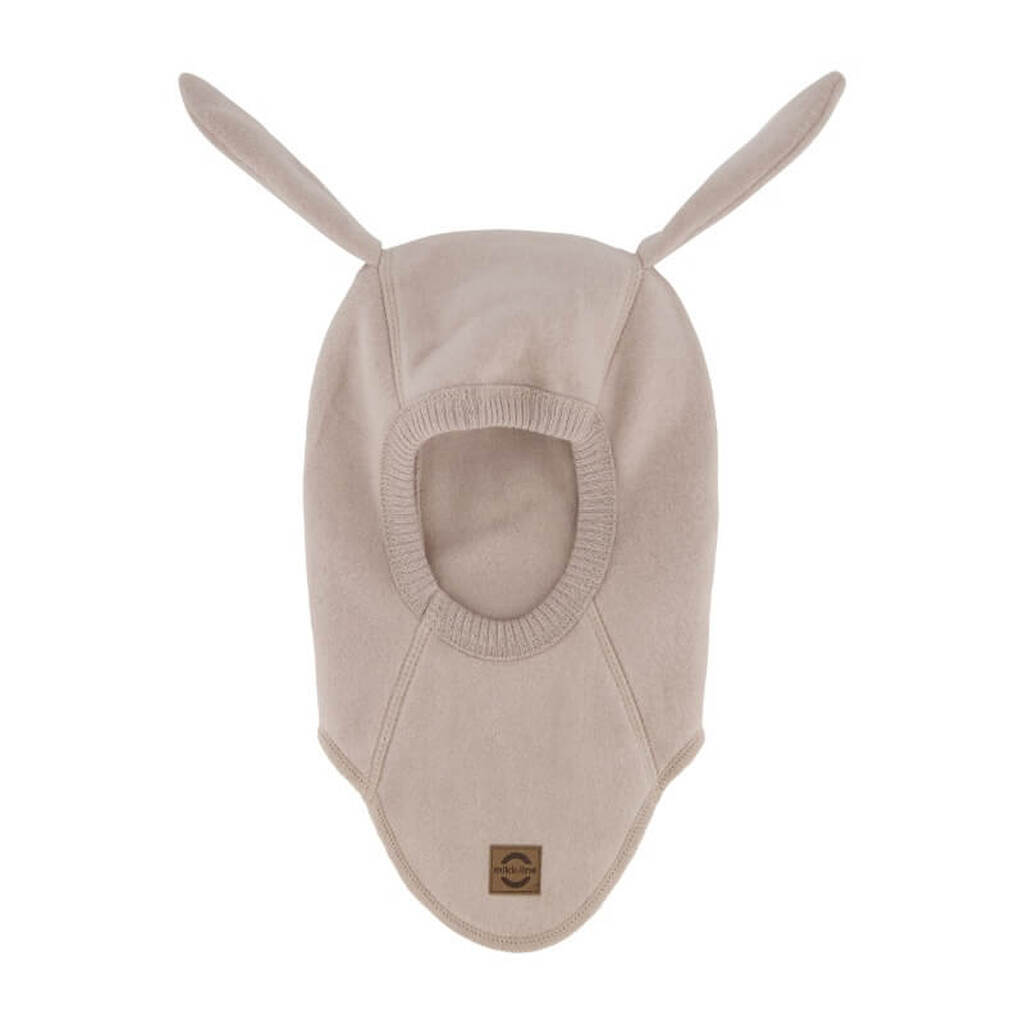 Mikk-Line - Cotton Fleece Fullface w Long Ears - Warm Taupe - 62/68