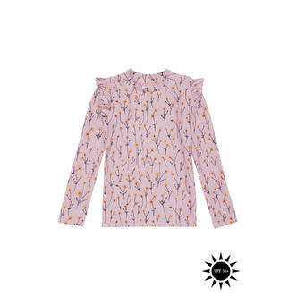 Soft Gallery - Badebluse Fee Sun Shirt - Dawn Pink AOP Buttercup S - 7 år