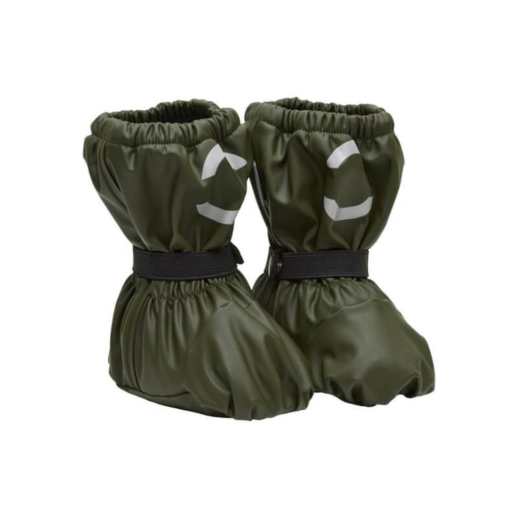 Mikk-Line - PU Rain Footies w. Fleece Recycled - Forest Green - 86