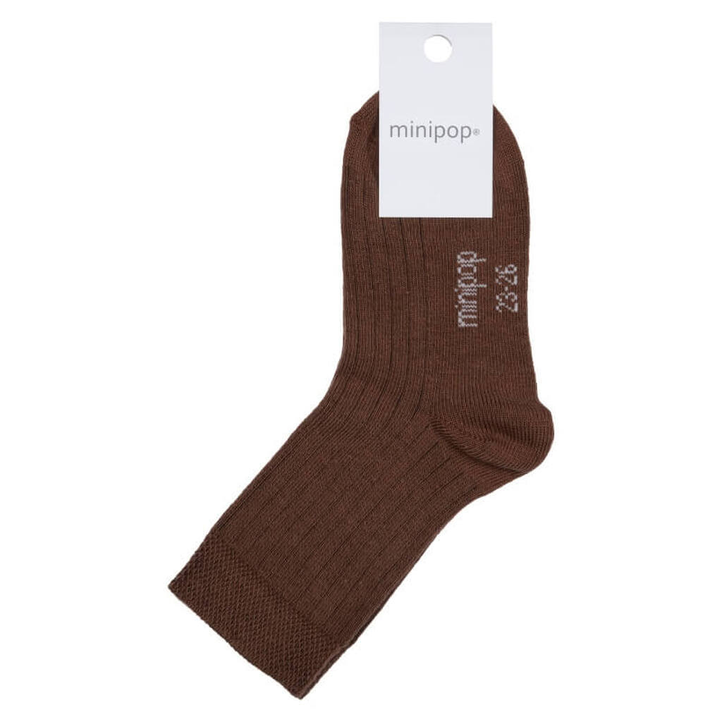 MiniPop -  Bamboo Ankle Socks - Coffee - 31-34 (7-8 år)