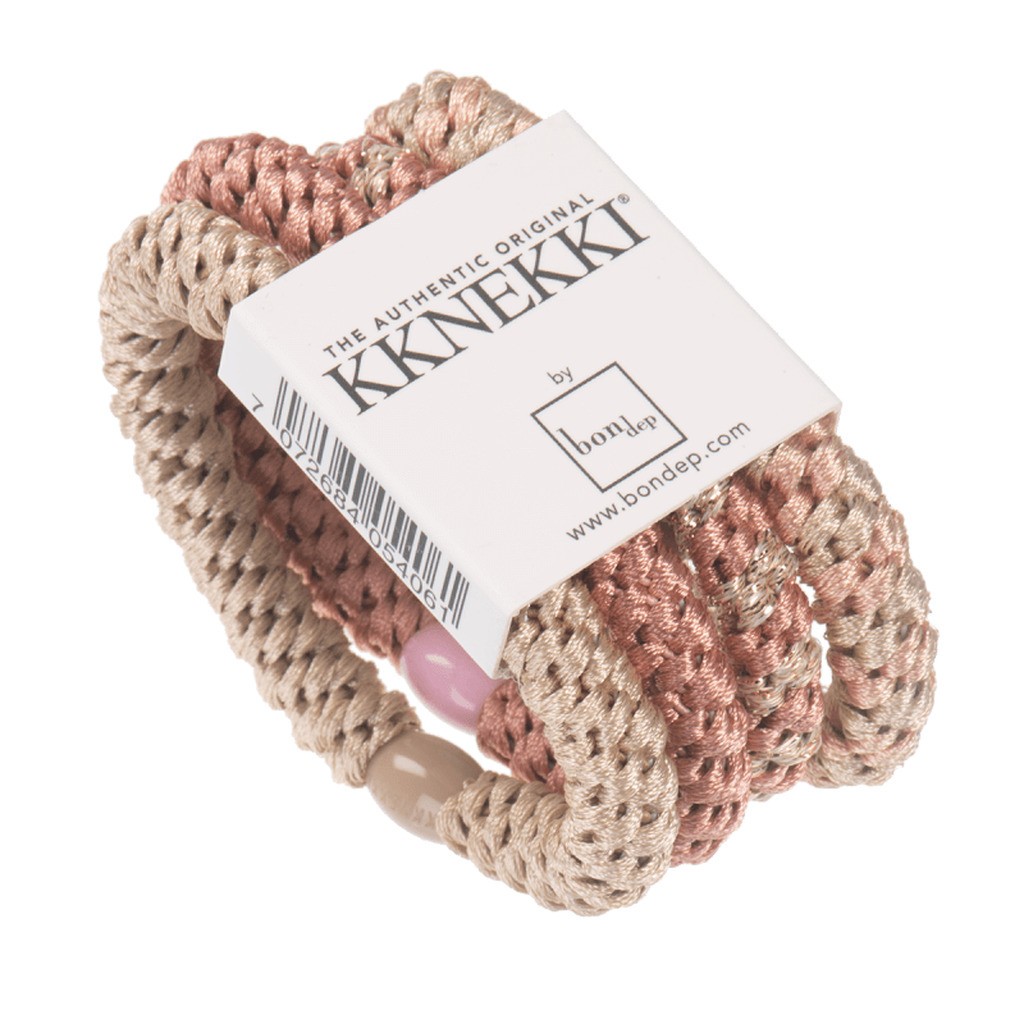 Bon Dep - Kknekki Elastikker - 4-pak Bundle 7 (Beige/Rose Glitter) - One size
