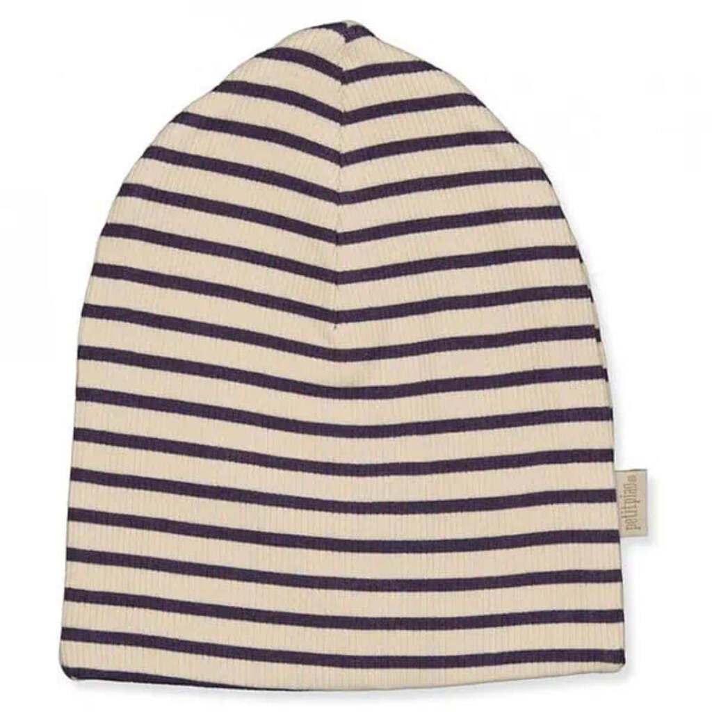 Petit Piao -  Beanie Hat Modal Striped - Coffee/Cream - 62/74