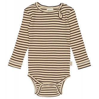 Petit Piao -  Body L/S Modal Striped - Coffee/Cream - 68