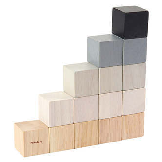 PlanToys - Firkantede byggeklodser - Pastel