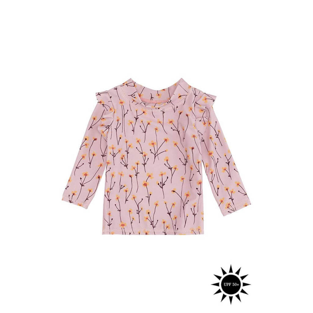 Soft Gallery - Badebluse Baby Fee Sun Shirt - Dawn Pink AOP Buttercup S - 62-3 mdr.
