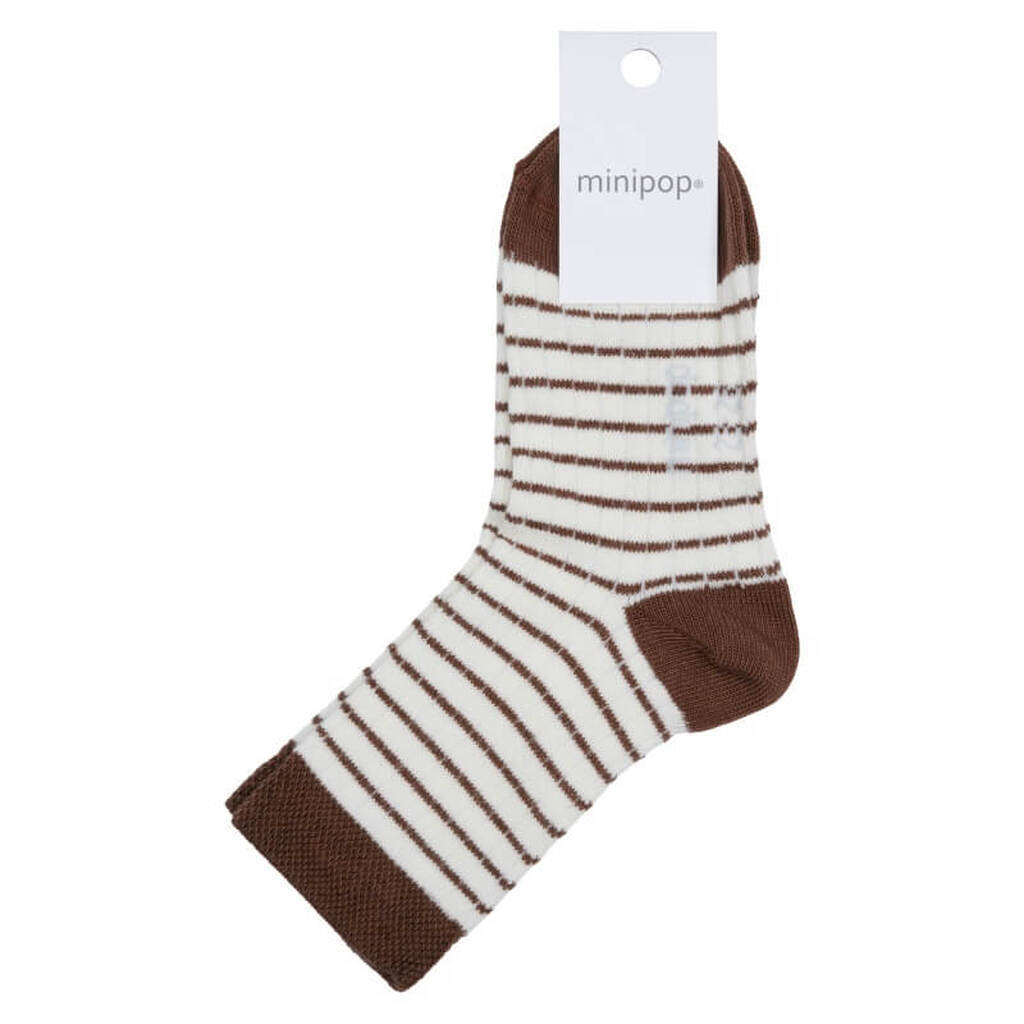MiniPop -  Bamboo Ankle Socks - Coffee/Cream - 31-34 (7-8 år)