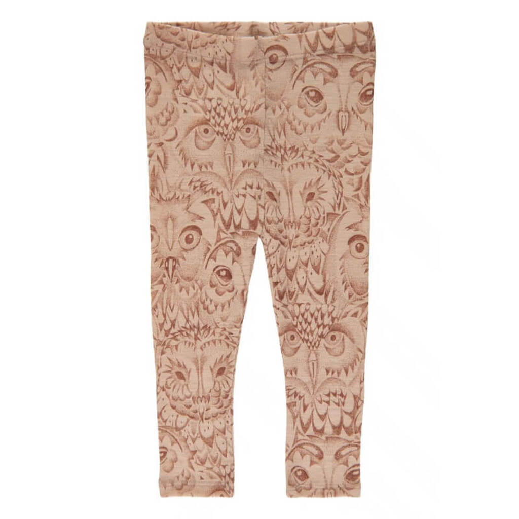 Soft Gallery - SGBaby Paula Hello Owl Wool Leggings Boy - Cuban Sand - 80/12 mdr.
