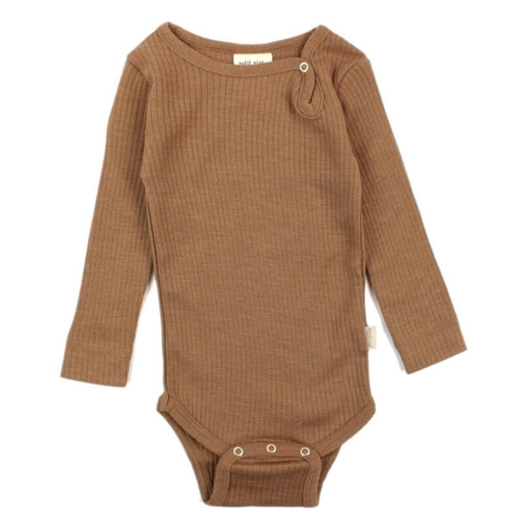 Petit Piao -  Body L/S Merino Wool Plain - Latte - 68
