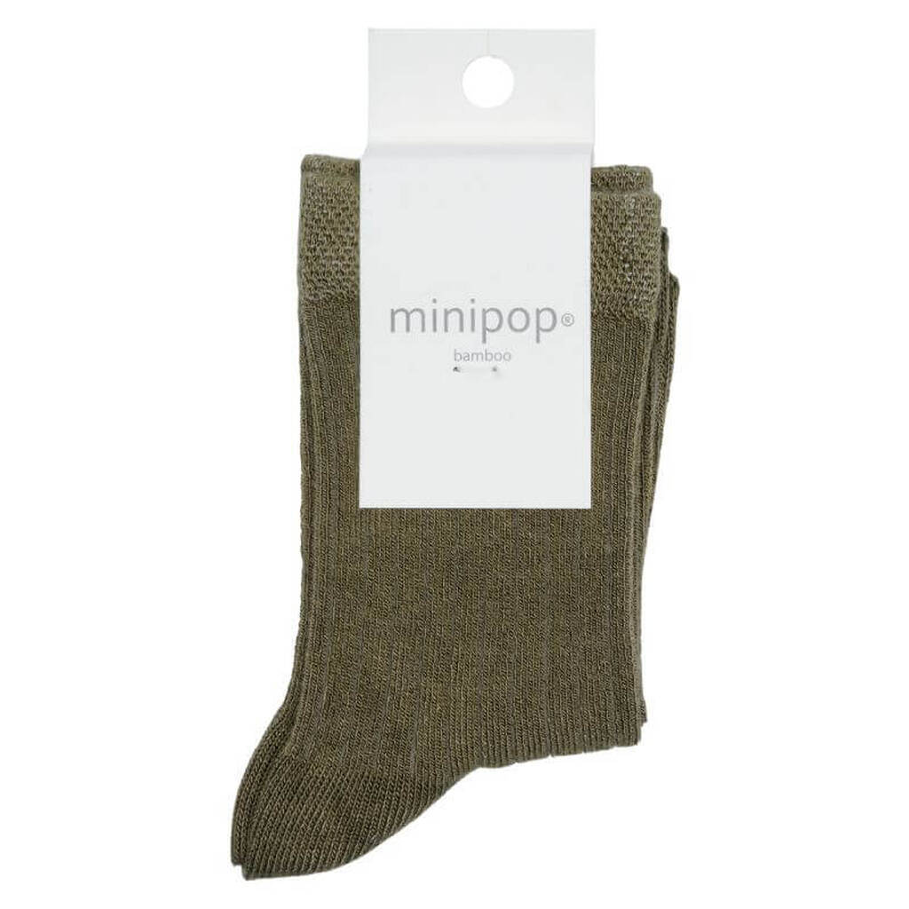 MiniPop -  Bamboo Ankle Socks - Light Olive - 23-26 (3-4 år)