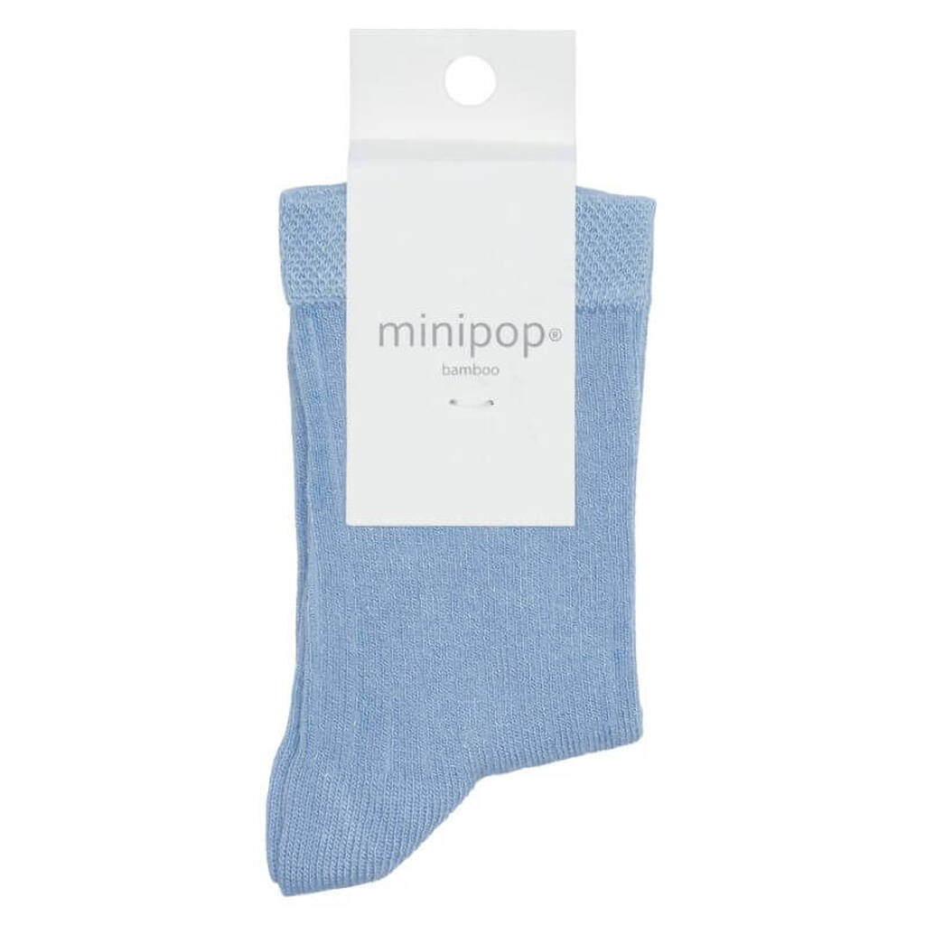 MiniPop -  Bamboo Ankle Socks - Light Blue - 31-34 (7-8 år)