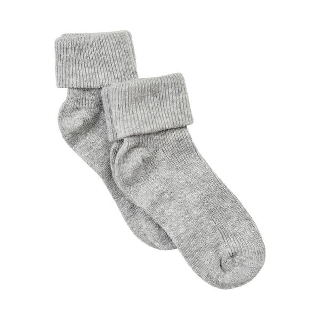 Minymo - Baby Rib Strømper 2-pak - Light Grey Melange - 11-14
