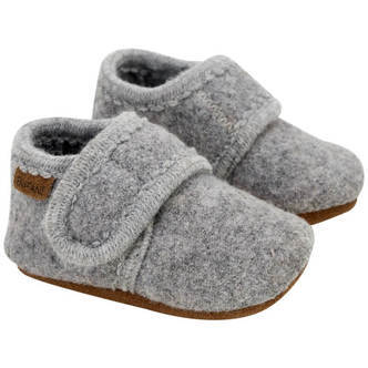 En Fant -  Baby Uld Sko Velcro - Grey Melange - 21/22