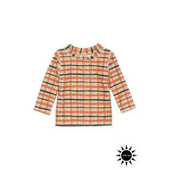 Soft Gallery - Badebluse Baby Astin Sun Shirt - Winter Wheat AOP Check - 62/3 mdr.