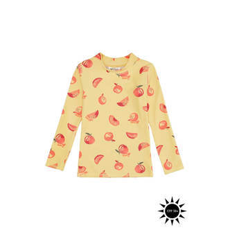 Soft Gallery - Badebluse Astin Sun Shirt - Jojoba AOP Oranges - 3 år