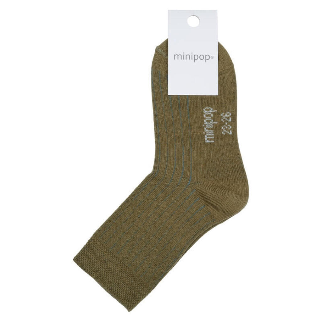 MiniPop -  Bamboo Ankle Socks - Olive - 23-26 (3-4 år)