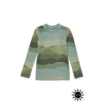 Soft Gallery - Badebluse Astin Sun Shirt - AOP Landscape - 10 år