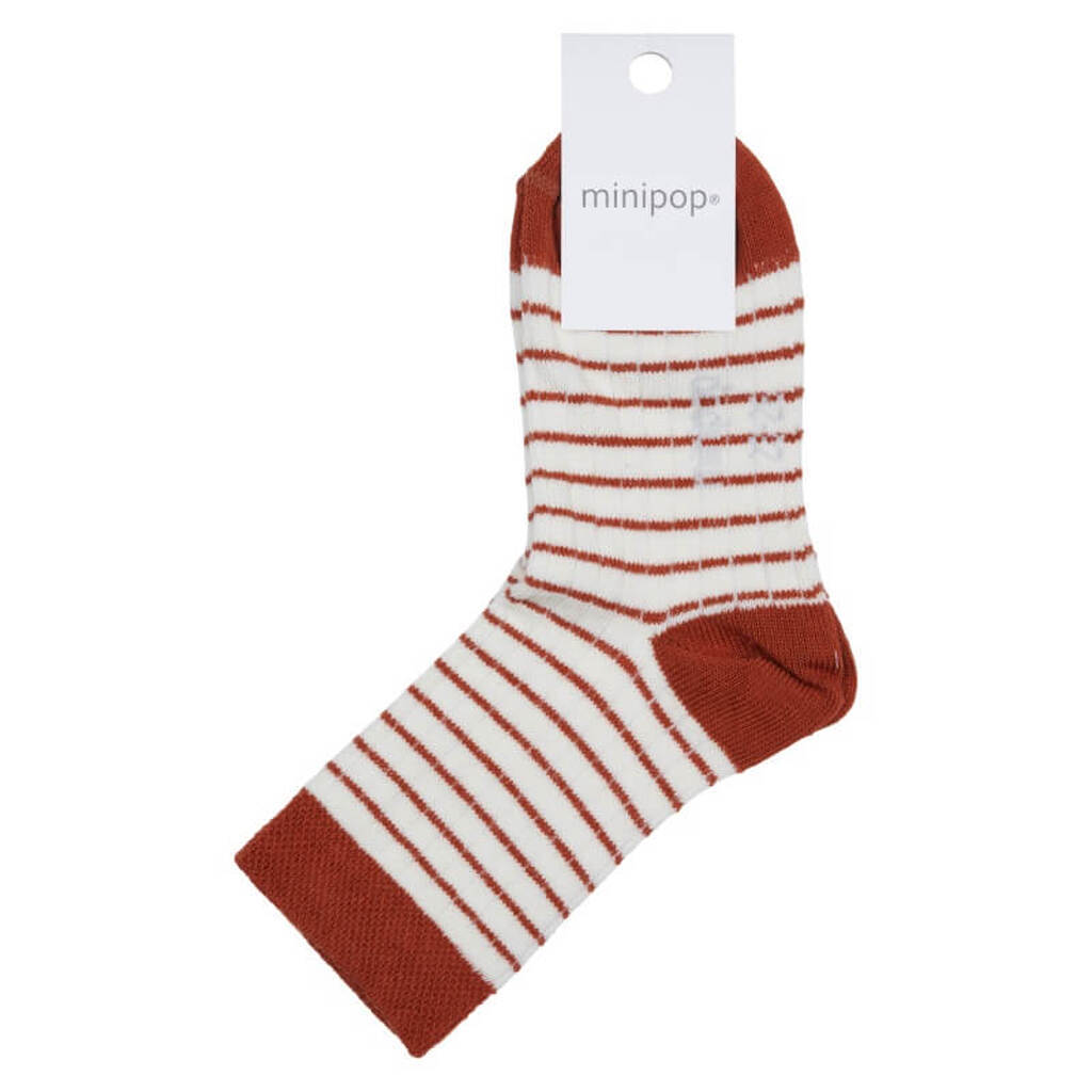 MiniPop -  Bamboo Ankle Socks - Rust/Cream - 27-30 (5-6 år)