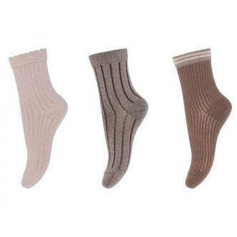 MP Denmark - Ankle Abby Strømper 3-pak - Brown Sienna Glitter - 29-32 / Brown/Sienna/Glitter