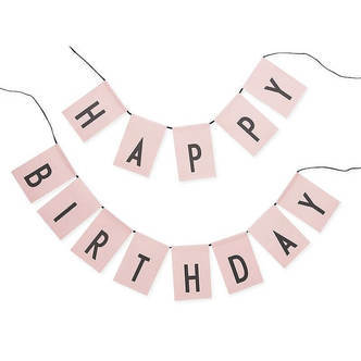 Design Letters -  Happy Birthday Flags - Pink - One size