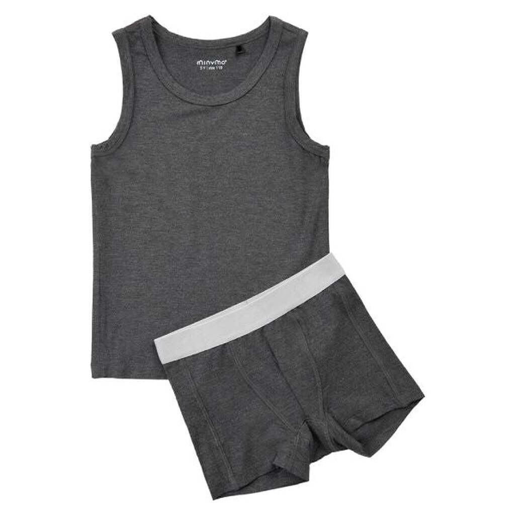 Minymo -  Undertøj Bambus - Dark Grey Melange - 116