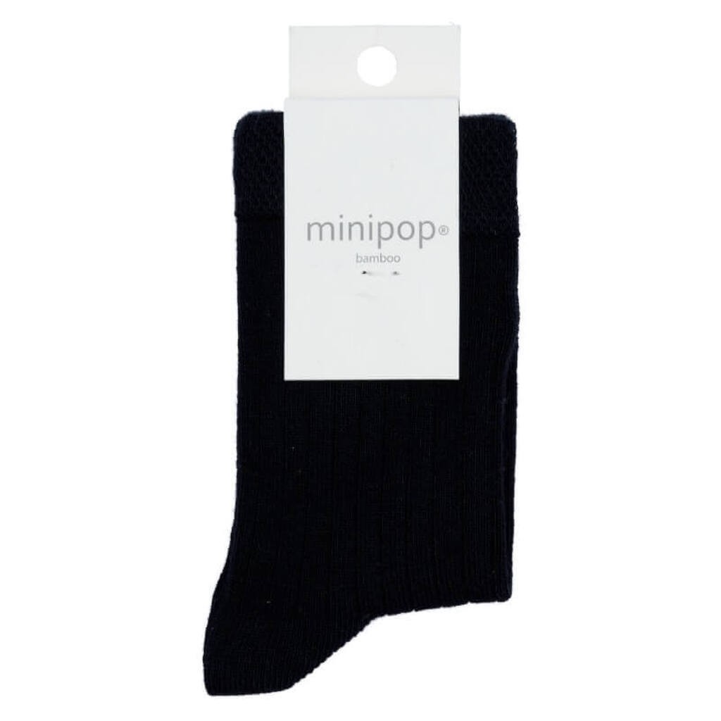 MiniPop -  Bamboo Ankle Socks - Black - 23-26 (3-4 år)