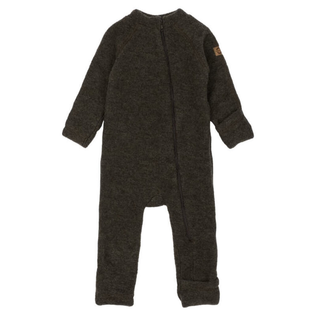 Mikk-Line - Wool Baby Suit - Dark Brown Melange - 62