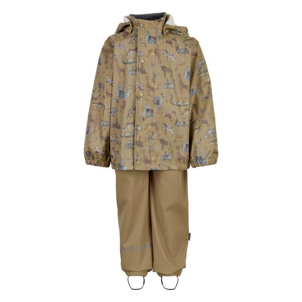 Mikk-Line -  PU Regntøj w. susp. - Olive Gray - 110