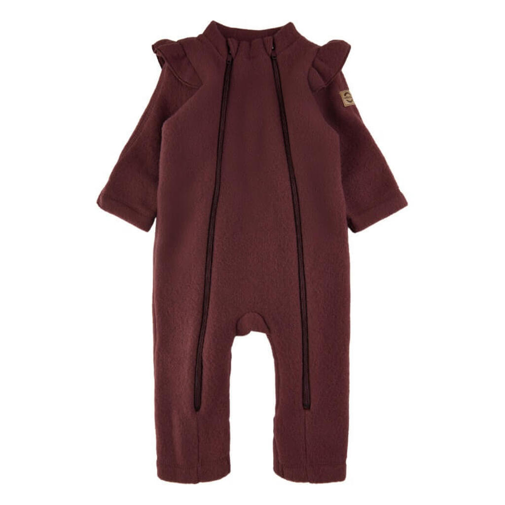 Mikk-Line - Køredragt Wool Double Zip Frill Suit - Decadent Chocolate - 86