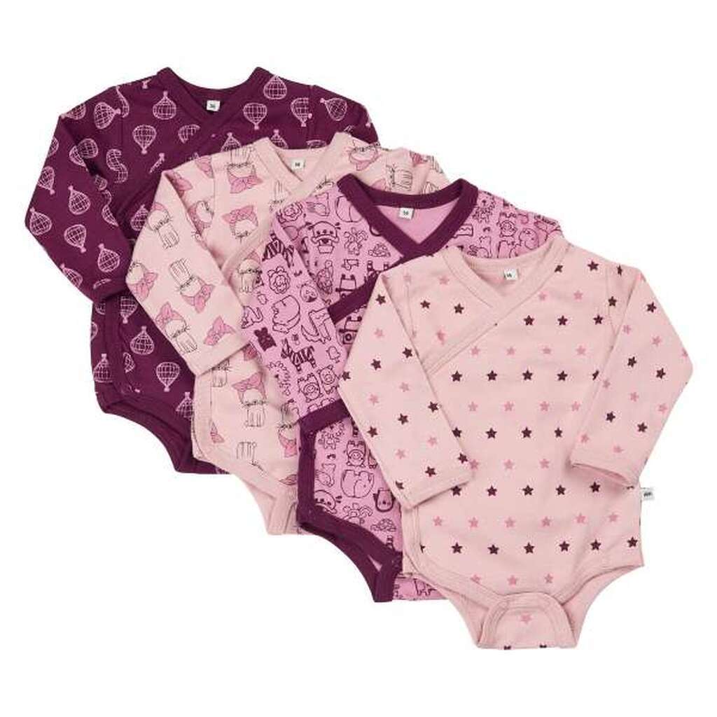 Pippi -  Slå-om-Body 4-pak - Lilac - 56