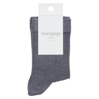 MiniPop -  Bamboo Ankle Socks - Grey - 19-22 (1-3 år)