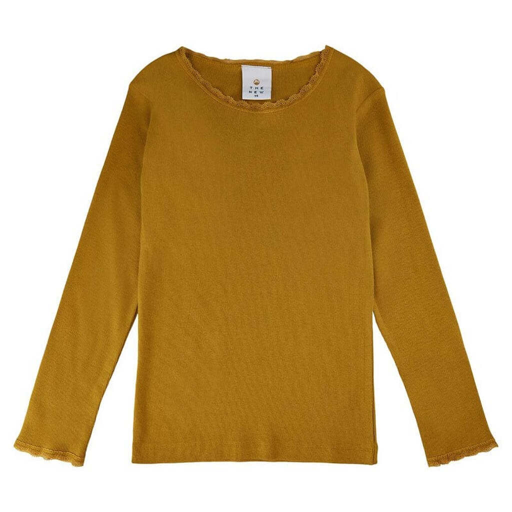 THE NEW - Bailey L/S TEE T-Shirt - Harvest Gold - 7/8 år