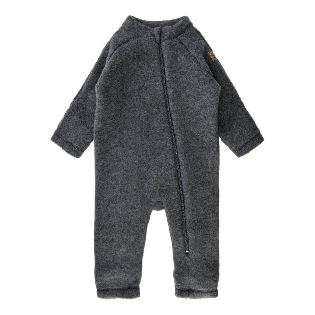 Mikk-Line - Wool Baby Suit - Anthracite Melange - 86