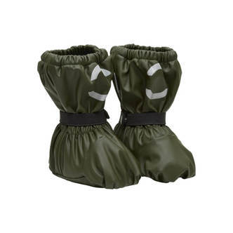 Mikk-Line - PU Rain Footies w. Fleece Recycled - Forest Green - 74