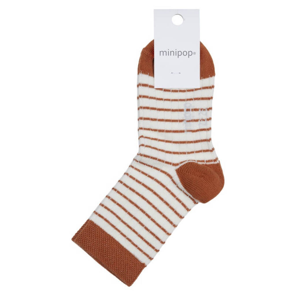 MiniPop -  Bamboo Ankle Socks - Camel/Cream - 31-34 (7-8 år)