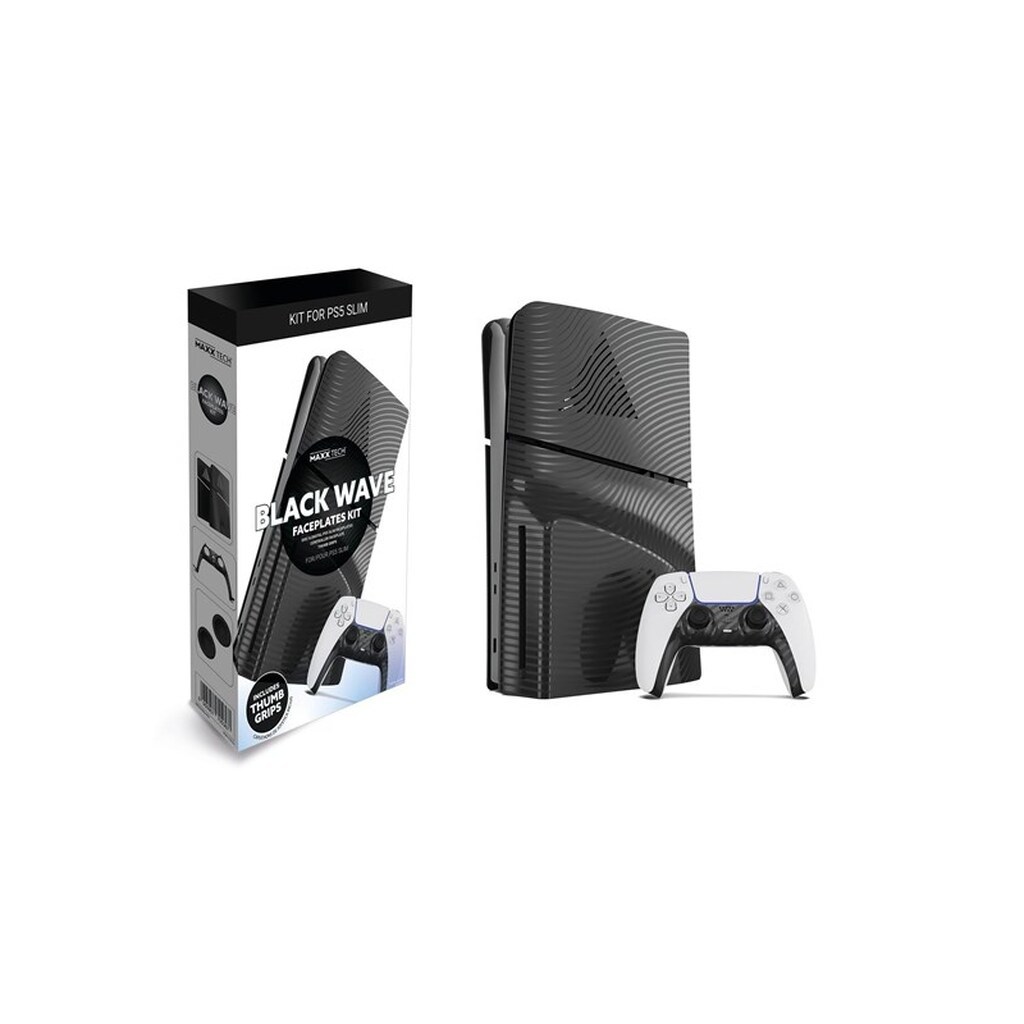MAXX TECH Slim Faceplates + Controller Faceplates - Black Wave - Miscellaneous Cover - Sony PlayStation 5