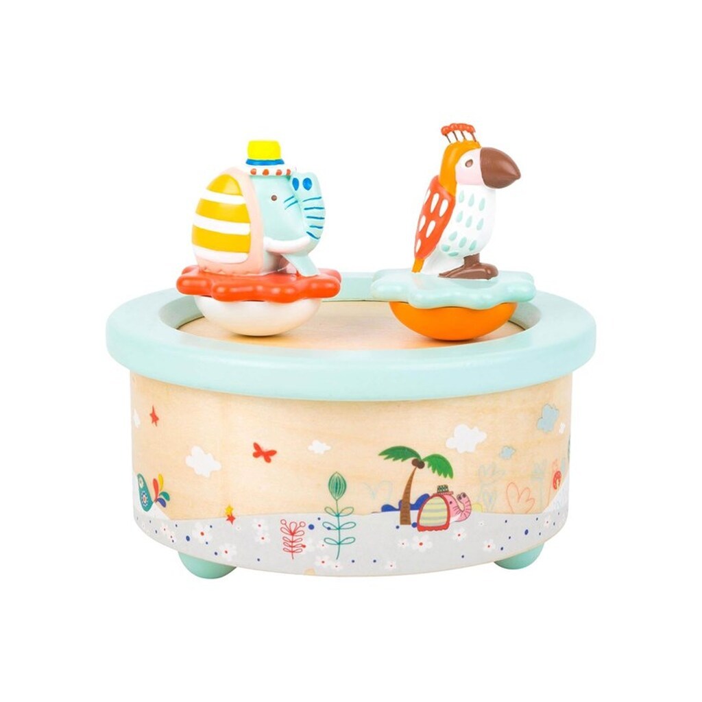 Small Foot - Wooden Music Box Parrot and Elephant