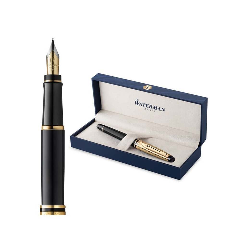 Waterman Expert "The Opera Collection" sort &amp; guld G.T. fyldepen M, blåt blæk