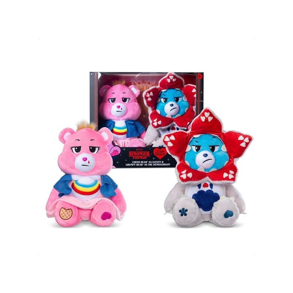 Care Bears Stranger Things Cheer Bear as Eleven &amp; Grumpy Bear as Demogorgon (2-Pack) 30 cm
