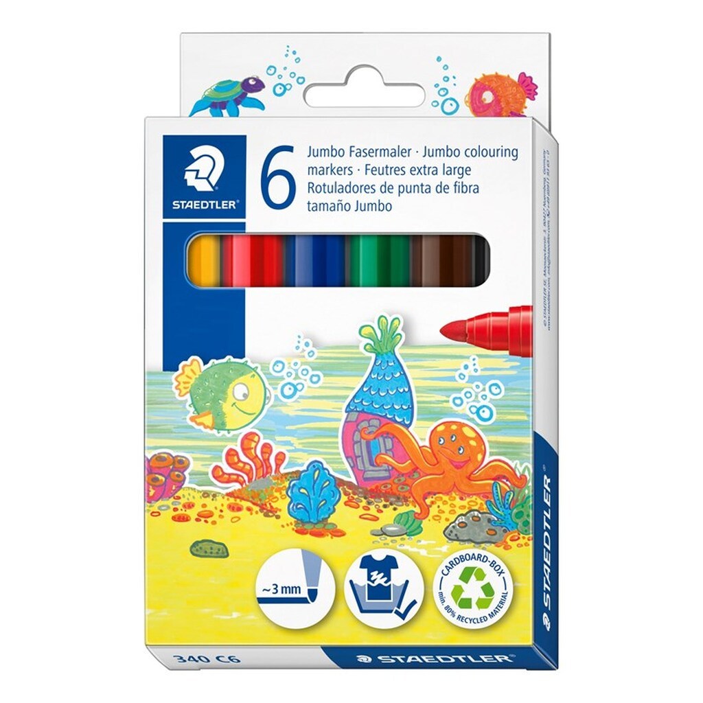 Staedtler NORIS FIBERPEN JUMBO 6 STK/ASS ETUI