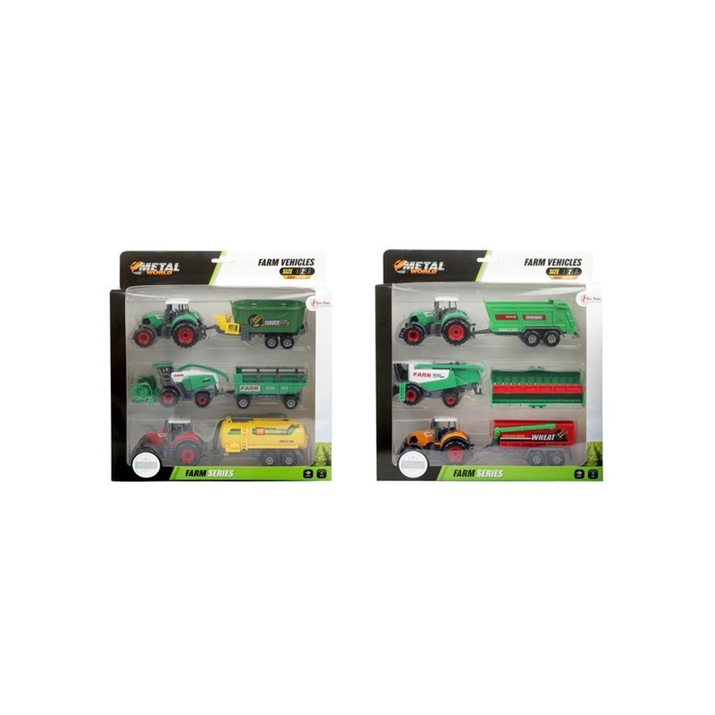 Toi-Toys Metal Tractor with Trailer 6pcs.