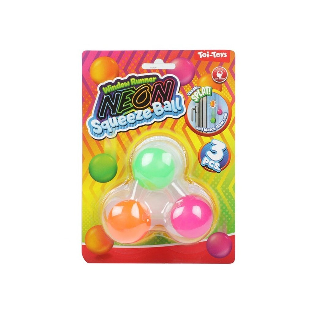 Toi-Toys Window Crawler Squeeze Balls Neon 3 pcs.