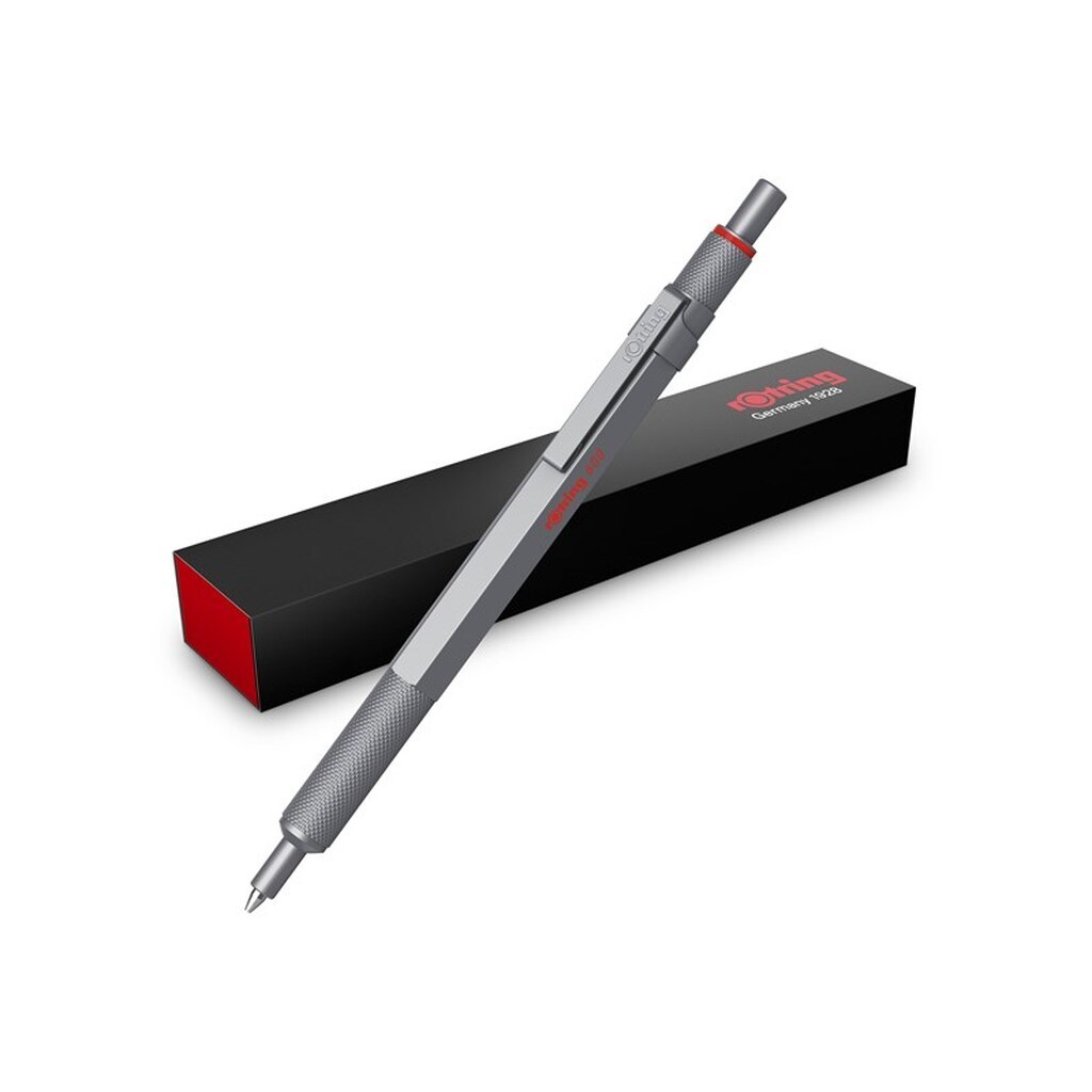 Rotring rOtring 600 Gel Pen | 0,55 mm | Sort Blæk | Sølv Metal Krop | Skridsikkert Rillet Greb &amp; Sekskantet skaft | Genopfyldelig