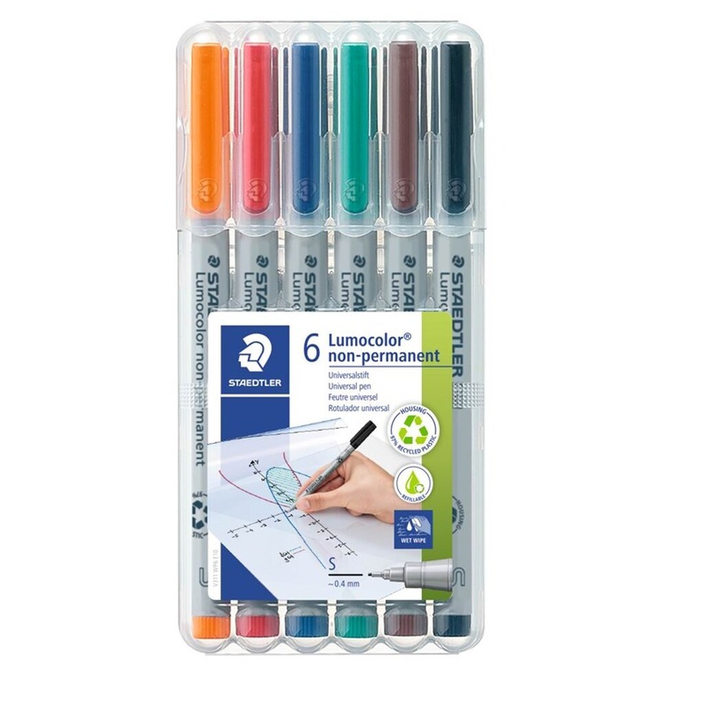 Staedtler Lumocolor Non-P S 0,4mm 6 ass./boks