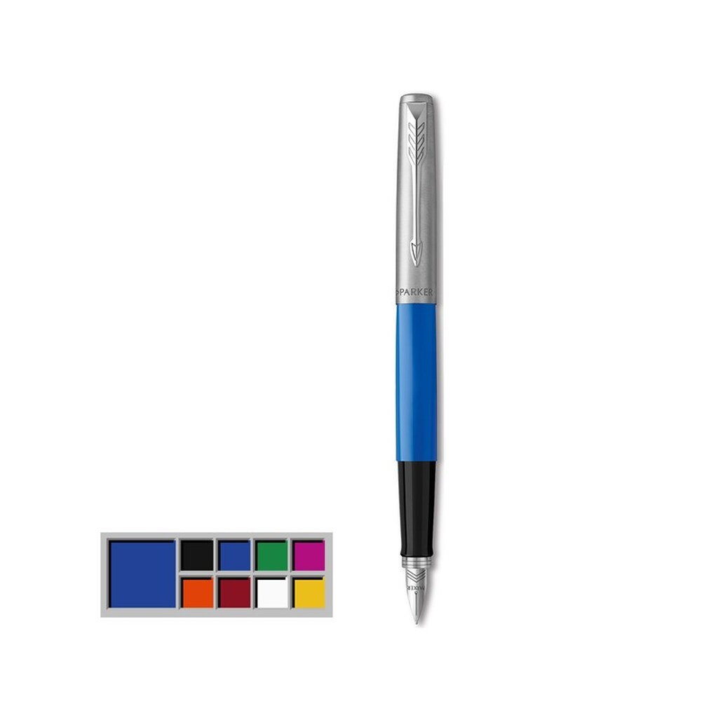 Parker Jotter Originals-fyldepen, klassisk blå lakering, medium spids, blå og sort blæk