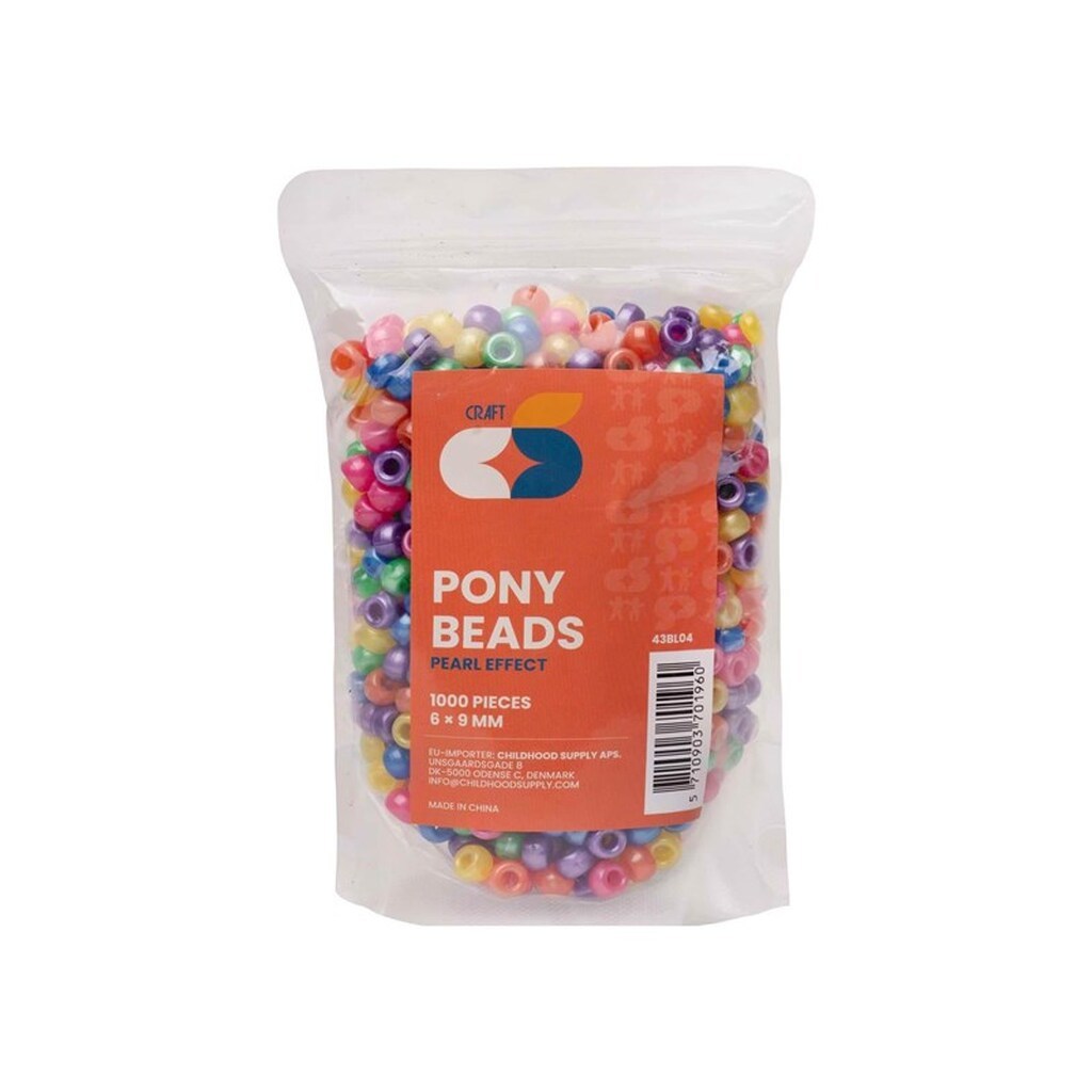 Colorations - Pony Beads Mother of Pearl Effect 6x9 mm 1000 pcs.