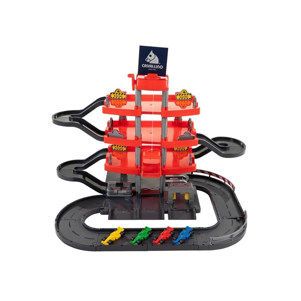 Cavallino Toys - Cavallino Racing Parking Garage Red with 4 Floors and Cars Playset