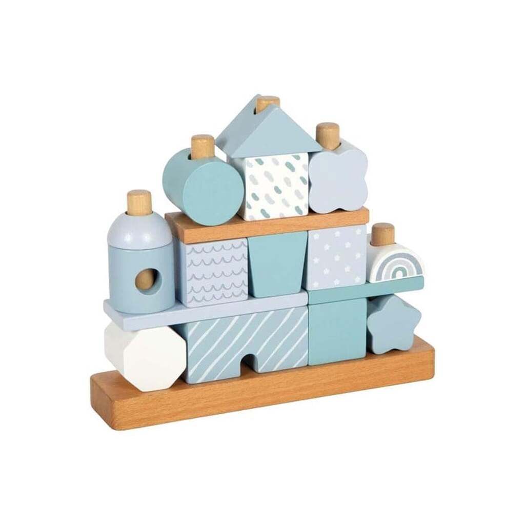 Small Foot - Wooden Stacking House Blue - 18 pcs.